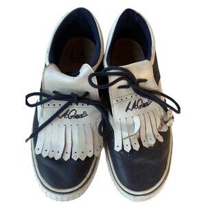 VINTAGE 1996 L.A. Gear Navy & White Men's Fashion Leather Sneakers Size 9W-READ
